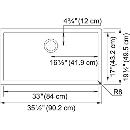 Franke Professional 2.0 35.5-in. x 19.5-in. 16 Gauge Stainless Steel Undermount Single Bowl Kitchen Sink -PS2X110-33