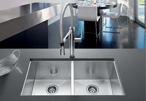 Blanco 29" Precision 16" R0 Medium Equal Double Bowl Kitchen Sink - bla516211 Kitchen Sinks BLANCO Stainless Steel  