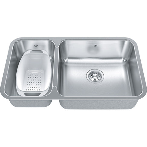 Steel Queen 30.88-in LR x 17.75-in FB x 8-in DP Undermount Double Bowl Stainless Steel Kitchen Sink, QCUA1831L-8N Sink Kindred   