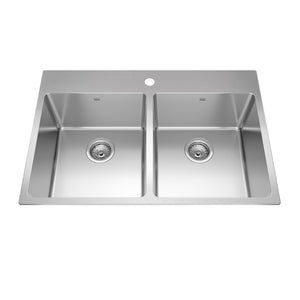 Brookmore Collection 33" Drop In Double Bowl Stainless Steel Kitchen Sink Sink Kindred 1  