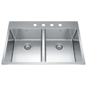 Brookmore Collection 33" Drop In Double Bowl Stainless Steel Kitchen Sink Sink Kindred 4  
