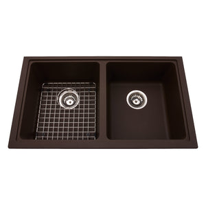 Granite Collection 32" Undermount Double Bowl Granite Kitchen Sink Sink Kindred Espresso  