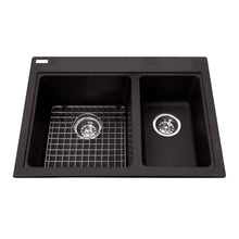 Load image into Gallery viewer, Granite Series Drop In Double Bowl Granite Kitchen Sink, KGDC2027R-8 Sink Kindred Onyx  