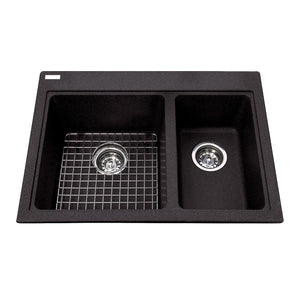 Granite Series Drop In Double Bowl Granite Kitchen Sink, KGDC2027R-8 Sink Kindred Onyx  