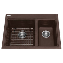 Load image into Gallery viewer, Granite Series Drop In Double Bowl Granite Kitchen Sink, KGDC2027R-8 Sink Kindred Espresso  