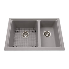 Load image into Gallery viewer, Granite Series 27&quot; Undermount Double Bowl Granite Kitchen Sink, KGDC2RU-8 Sink Kindred Stone Grey  