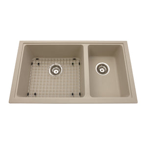 Granite Series 31.5-in LR x 18.13-in FB x 8-in DP Undermount Double Bowl Kitchen Sink, KGDCR1U-8 Sink Kindred Champagne  