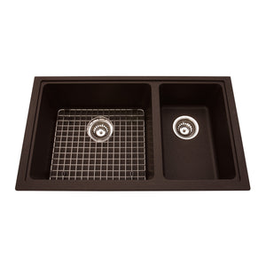 Granite Series 31.5-in LR x 18.13-in FB x 8-in DP Undermount Double Bowl Kitchen Sink, KGDCR1U-8 Sink Kindred Espresso  