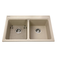 Load image into Gallery viewer, Granite Series 31&quot; Drop In Double Bowl Granite Kitchen Sink, KDL2031-8 Sink Kindred Champagne  
