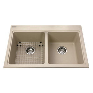 Granite Series 31" Drop In Double Bowl Granite Kitchen Sink, KDL2031-8 Sink Kindred Champagne  