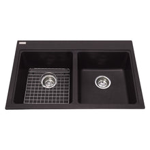 Load image into Gallery viewer, Granite Series 31&quot; Drop In Double Bowl Granite Kitchen Sink, KDL2031-8 Sink Kindred Onyx  