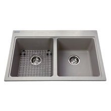 Load image into Gallery viewer, Granite Series 31&quot; Drop In Double Bowl Granite Kitchen Sink, KDL2031-8 Sink Kindred Stone Grey  