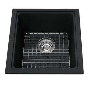 Granite Series 16.75-in LR x 18.13-in FB x 8-in DP Undermount Single Bowl Granite Kitchen Sink, KGS3U-8ONN Sink Kindred Onyx  