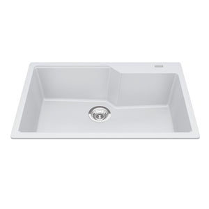 Granite Series 30" Drop In Single Bowl Granite Kitchen Sink, MGSM2031-9 Sink Kindred Polar White  