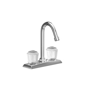 Elkay 4" Centerset Deck Mount Faucet with Gooseneck Spout and Clear Crystalac Handles Chrome FAUCET Elkay Chrome  