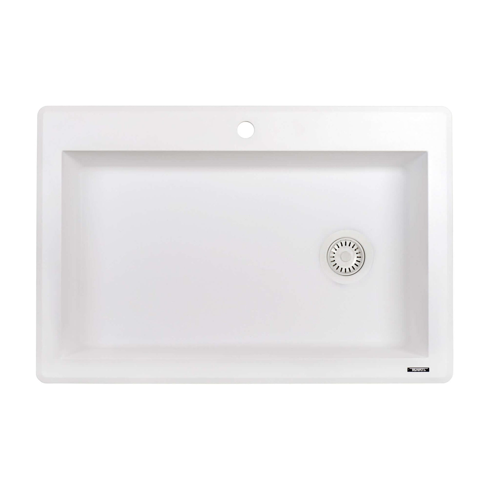 Ruvati 33 x 22 inch epiGranite Drop-in Topmount Granite Composite Single Bowl Kitchen Sink - Arctic White - RVG1033WH