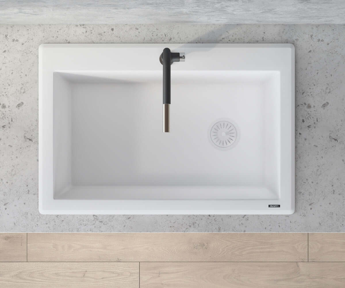 Ruvati 33 x 22 inch epiGranite Drop-in Topmount Granite Composite Single Bowl Kitchen Sink - Arctic White - RVG1033WH