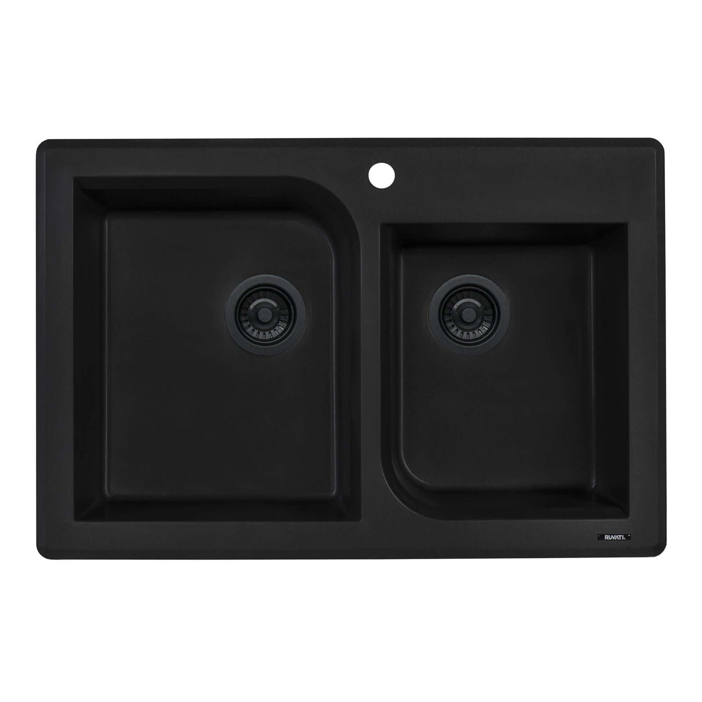 Ruvati 33 x 22 inch epiGranite Dual-Mount Granite Composite Double Bowl Kitchen Sink - Arctic White - RVG1396WH