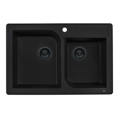 Ruvati 33 x 22 inch epiGranite Dual-Mount Granite Composite Double Bowl Kitchen Sink - Arctic White - RVG1396WH