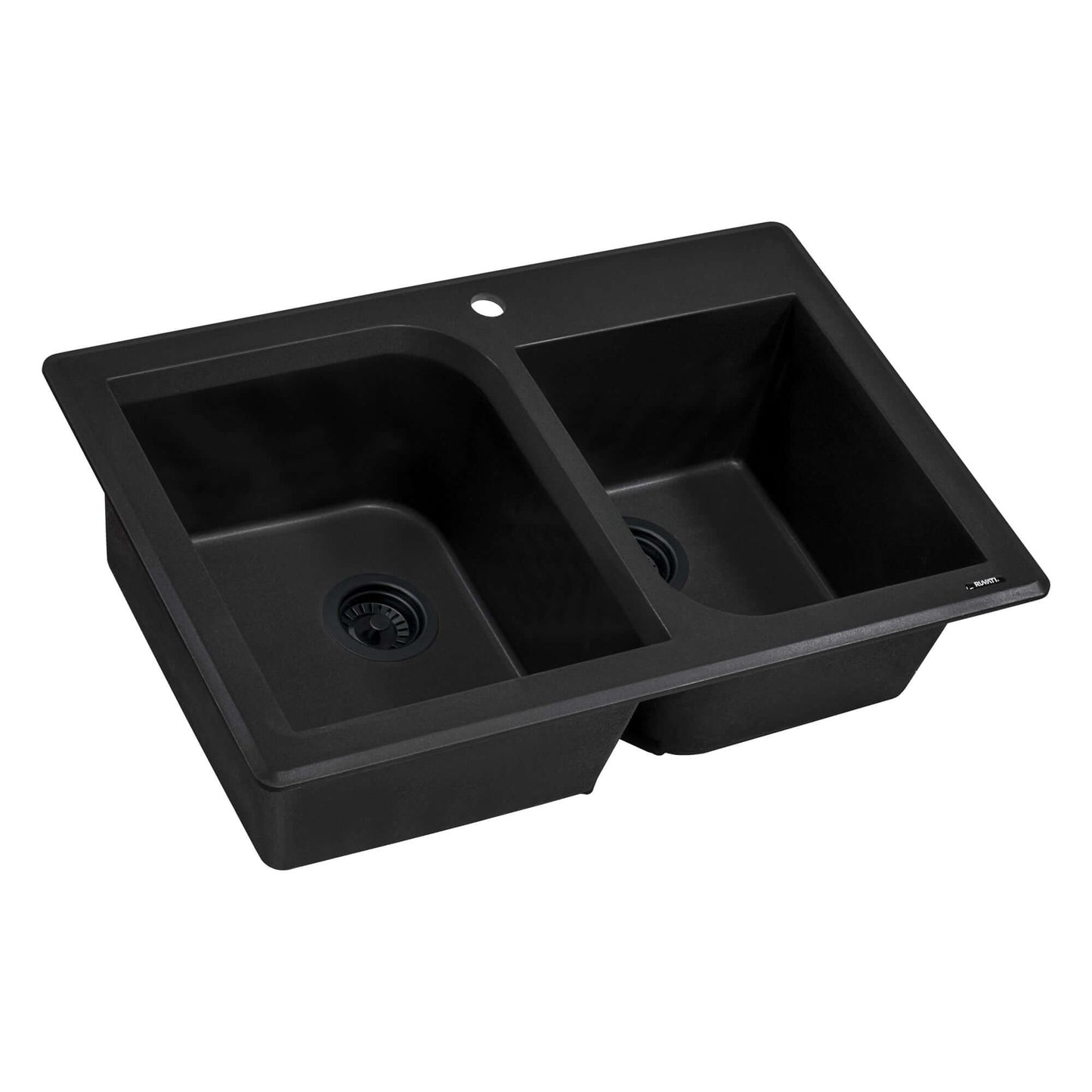 Ruvati 33 x 22 inch epiGranite Dual-Mount Granite Composite Double Bowl Kitchen Sink - Arctic White - RVG1396WH