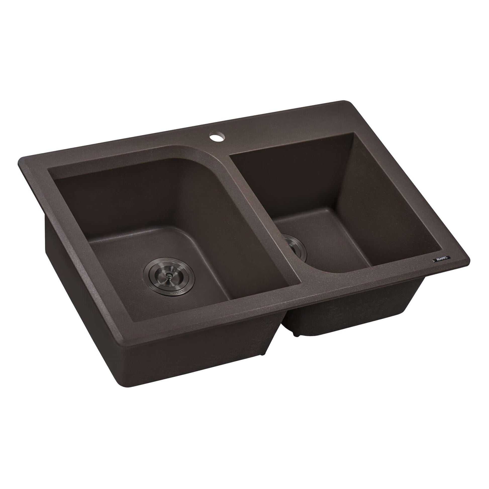 Ruvati 33 x 22 inch epiGranite Dual-Mount Granite Composite Double Bowl Kitchen Sink - Arctic White - RVG1396WH