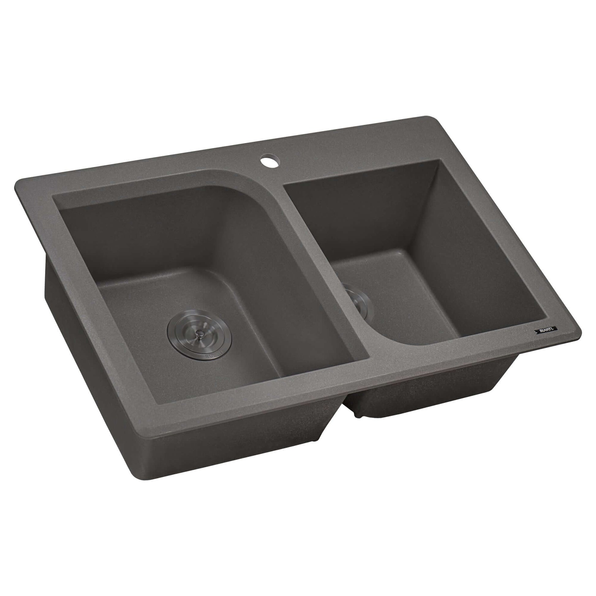 Ruvati 33 x 22 inch epiGranite Dual-Mount Granite Composite Double Bowl Kitchen Sink - Arctic White - RVG1396WH