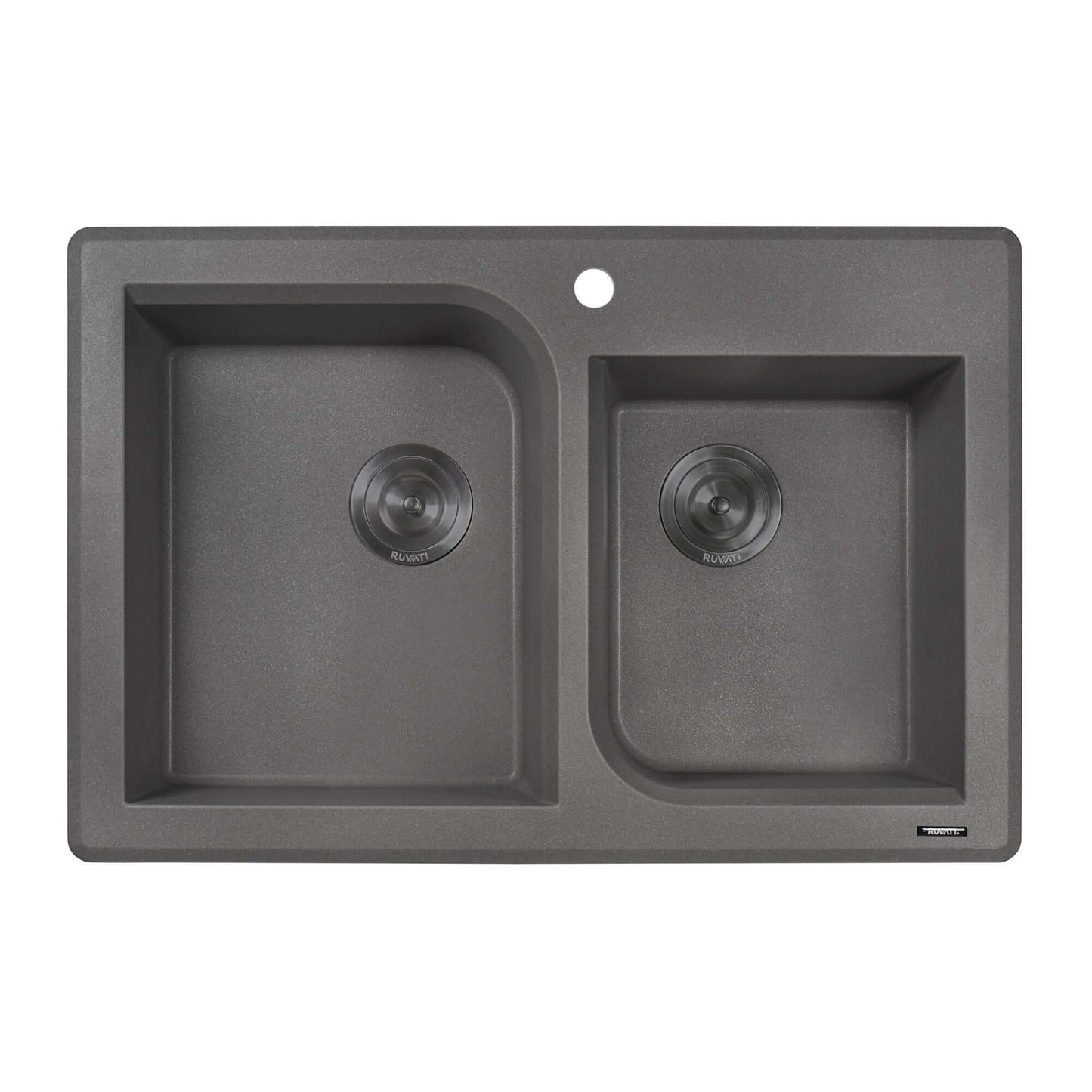 Ruvati 33 x 22 inch epiGranite Dual-Mount Granite Composite Double Bowl Kitchen Sink - Arctic White - RVG1396WH