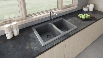 Ruvati 33 x 22 inch epiGranite Dual-Mount Granite Composite Double Bowl Kitchen Sink - Arctic White - RVG1396WH