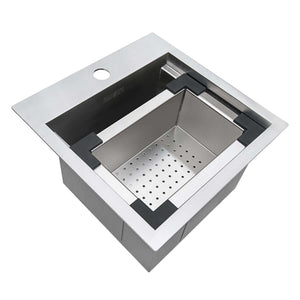 Ruvati 15 x 15 inch Workstation Drop-in Topmount Bar Prep RV Sink 16 Gauge Stainless Steel - RVH8215 Bar Sink Ruvati   