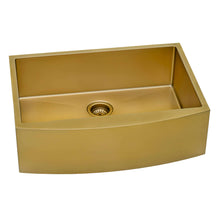 Load image into Gallery viewer, Ruvati 33-inch Apron-Front Farmhouse Kitchen Sink - Brass Tone Matte Gold Stainless Steel Single Bowl - RVH9733GG Kitchen Sink Ruvati   