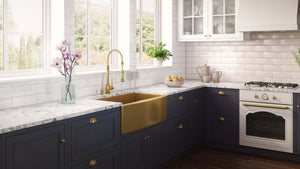 Ruvati 33-inch Apron-Front Farmhouse Kitchen Sink - Brass Tone Matte Gold Stainless Steel Single Bowl - RVH9733GG Kitchen Sink Ruvati   