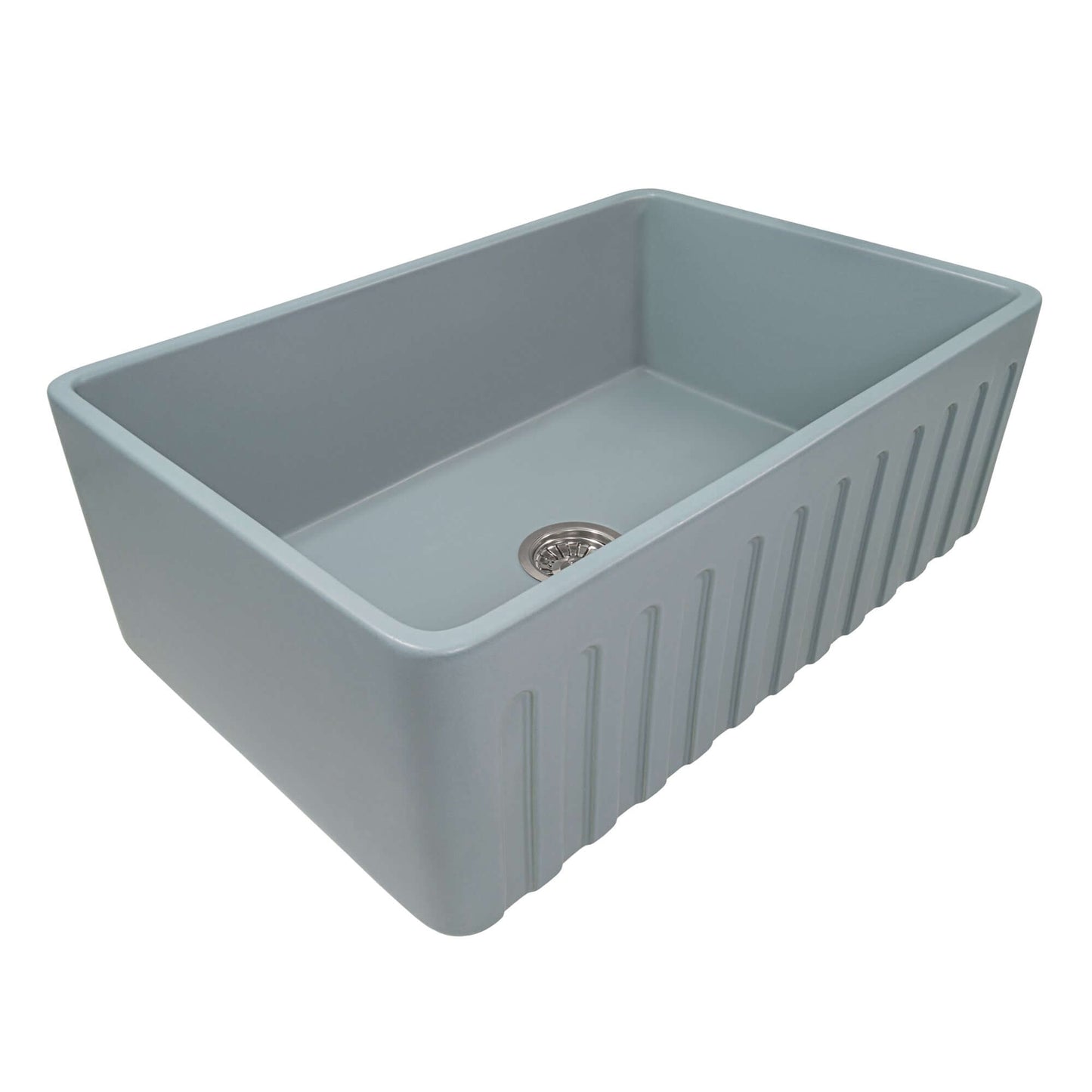 Ruvati 33 x 20 inch Fireclay Reversible Farmhouse Apron-Front Kitchen Sink Single Bowl - Biscuit - RVL2300BS