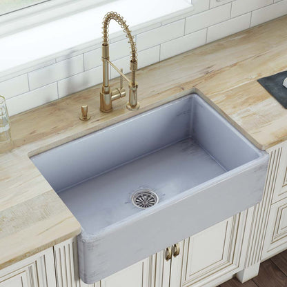 Ruvati 33 x 20 inch Fireclay Reversible Farmhouse Apron-Front Kitchen Sink Single Bowl - Biscuit - RVL2300BS