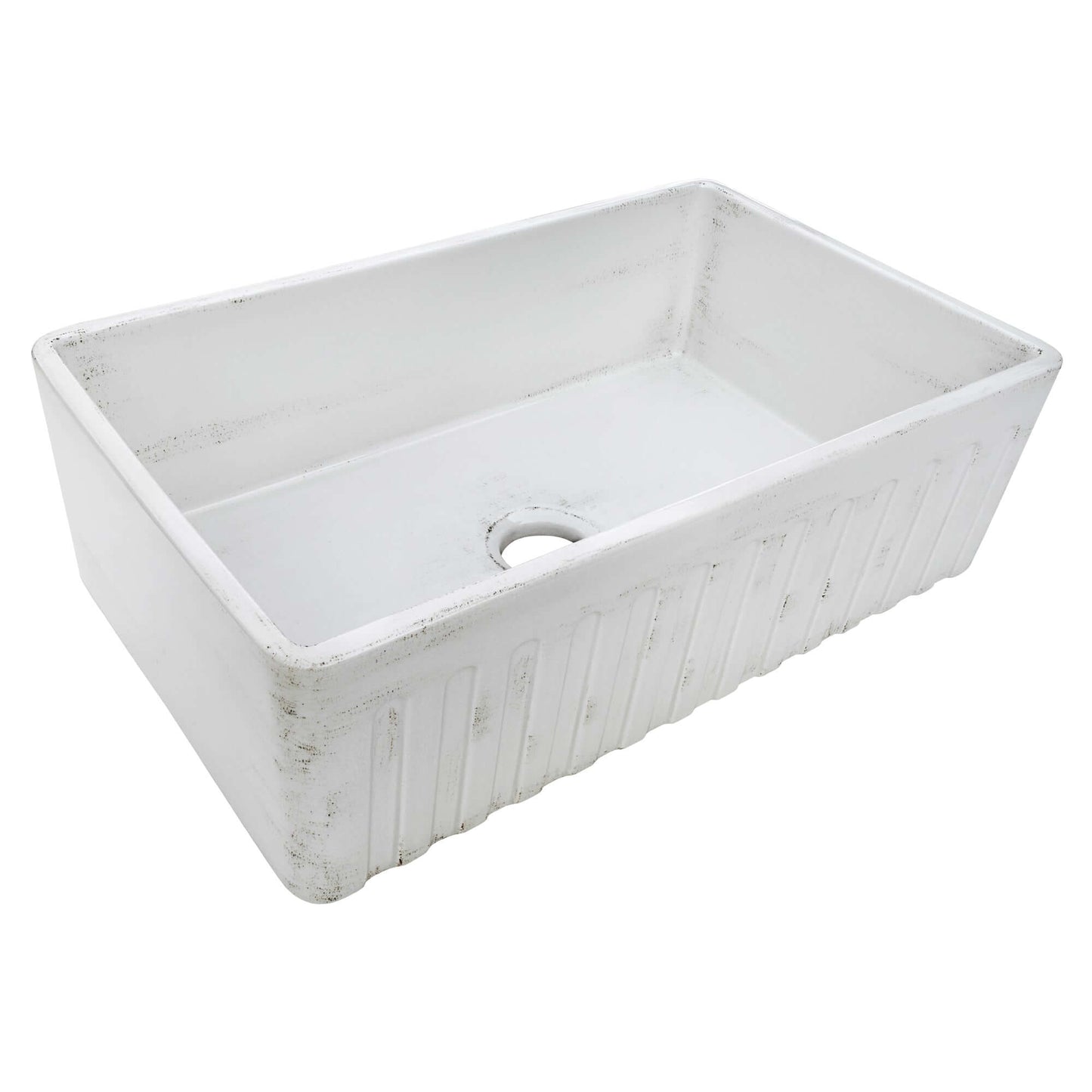 Ruvati 33 x 20 inch Fireclay Reversible Farmhouse Apron-Front Kitchen Sink Single Bowl - Biscuit - RVL2300BS