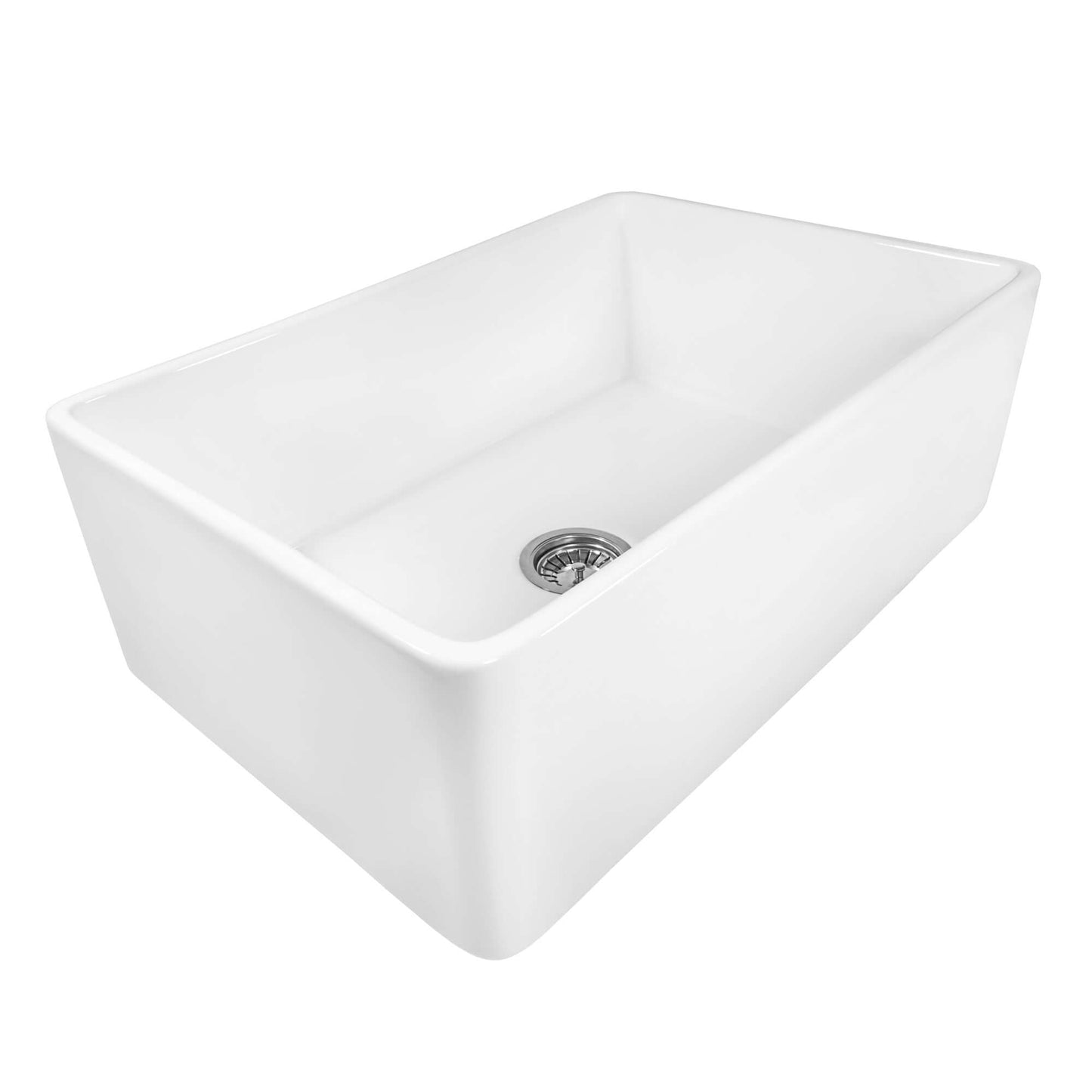 Ruvati 33 x 20 inch Fireclay Reversible Farmhouse Apron-Front Kitchen Sink Single Bowl - Biscuit - RVL2300BS