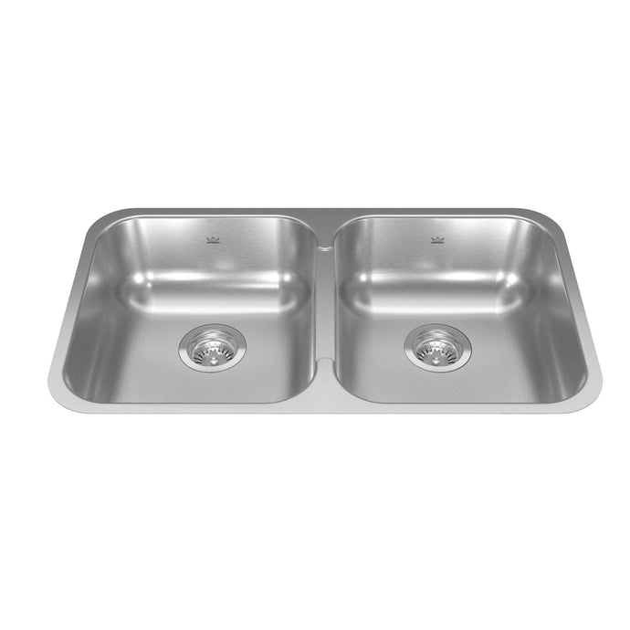 Reginox 30.88-in LR x 17.75-in FB x 7-in DP Undermount Double Bowl Stainless Steel Kitchen Sink, RDU1831-7 Sink Kindred   