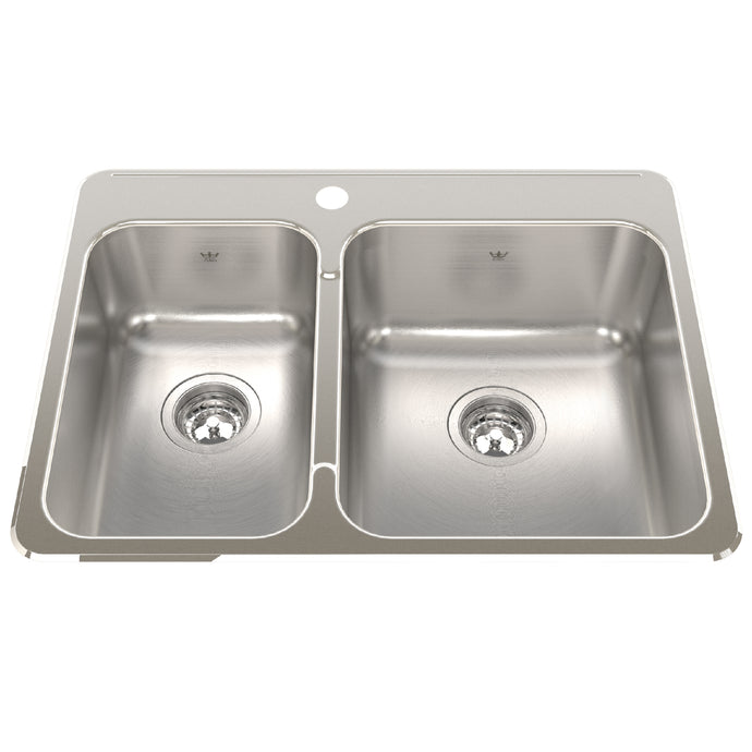 Steel Queen 27.25-in LR x 20.56-in FB x 8-in DP Drop In Double BowlStainless Steel Kitchen Sink, QCLA2027L-8 Sink Kindred 1  