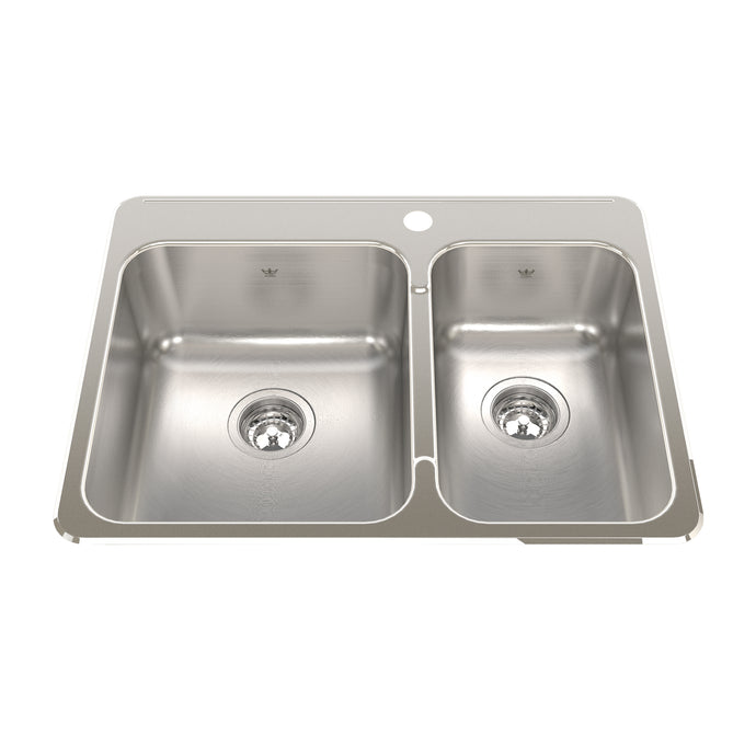 Steel Queen 27.25-in LR x 20.56-in FB x 8-in DP Drop In Double Bowl Stainless Steel Kitchen Sink, QCLA2027R-8 Sink Kindred 1  