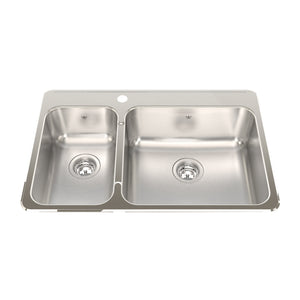 Steel Queen 31.25-in LR x 20.5-in FB x 8-in DP Drop In Double Bowl Stainless Steel Kitchen Sink, QCLA2031L-8 Sink Kindred 1  