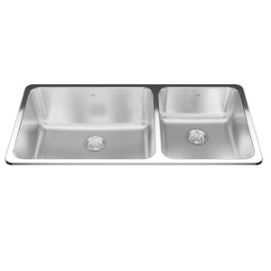Kindred Utility Collection41.5-in LR x 19.38-in FB x 10-in DP Drop In Double Bowl Stainless Steel Laundry Sink, QCA1942-10N Sink Kindred   