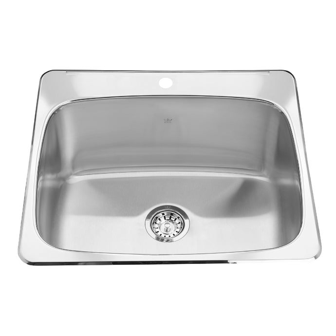 Kindred Utility Collection 25.63-in LR x 22.06-in FB x 12-in DP Drop In Single Bowl 1-Hole Stainless Steel Laundry Sink, QSL2225-12 Sink Kindred 1  