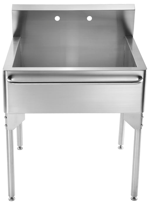 Whitehaus Pearlhaus Brushed Stainless Steel Single Bowl Commerical Freestanding Utility Sink with Towel Bar Sink Whitehaus Brushed Stainless Steel  