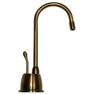 Whitehaus Point of Use Instant Hot Water Faucet with Gooseneck Spout and Self Closing Handle Faucet Whitehaus Antique Brass  