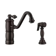 Load image into Gallery viewer, Whitehaus Vintage III Plus single lever faucet with traditional swivel spout and solid brass side spray Faucet Whitehaus   