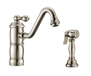 Whitehaus Vintage III Plus single lever faucet with traditional swivel spout and solid brass side spray Faucet Whitehaus   