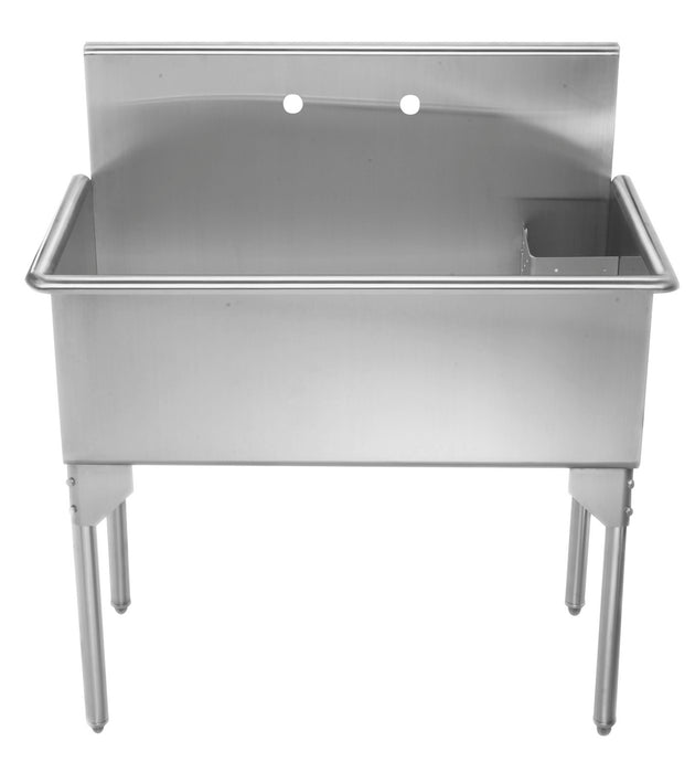 Whitehaus Pearlhaus Brushed Stainless Steel  Large, Single Bowl Commerical Freestanding Utility Sink Sink Whitehaus Brushed Stainless Steel  