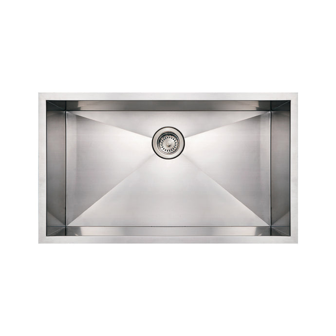 Whitehaus Noah's Collection Brushed Stainless Steel Commercial Single Bowl Undermount Sink Sink Whitehaus Brushed Stainless Steel  