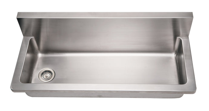 Whitehaus Noah's Collection Brushed Stainless Steel Commercial Single Bowl Wall Mount Utility Sink Sink Whitehaus Brushed Stainless Steel  