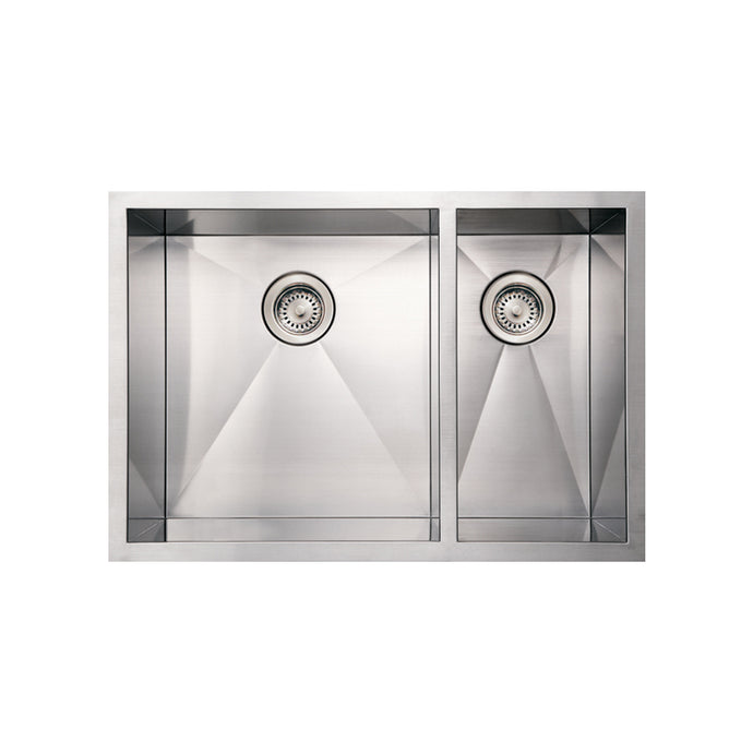 Whitehaus Noah's Collection Brushed Stainless Steel Commercial Double Bowl Undermount Sink Sink Whitehaus Brushed Stainless Steel  