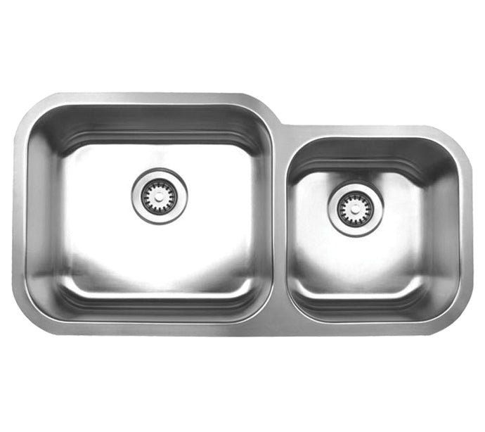 Whitehaus Noah's Collection Brushed Stainless Steel Double Bowl Undermount Sink Sink Whitehaus Brushed Stainless Steel  